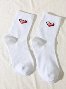 愛心圖案中筒襪