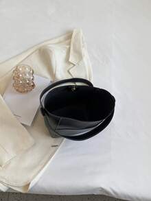 字母圖案手提包帶內袋 - 黑色 - 查看 4