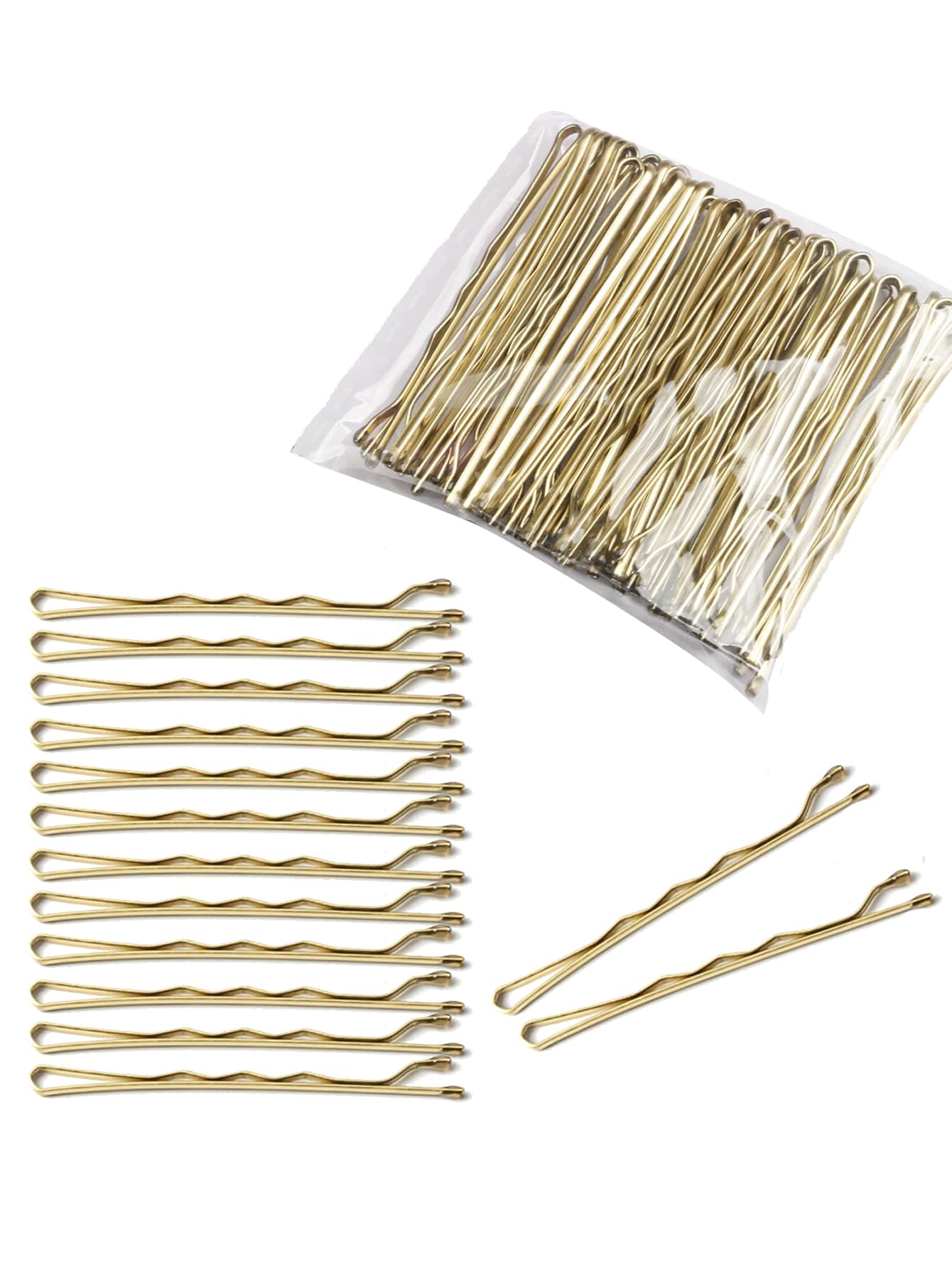 50个5厘米金色波浪发夹，休闲发夹，爪夹，发卡，学生用品，美发配件，头部饰品，女士发饰