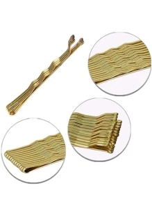 50个5厘米金色波浪发夹，休闲发夹，爪夹，发卡，学生用品，美发配件，头部饰品，女士发饰