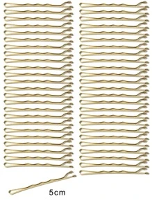 50个5厘米金色波浪发夹，休闲发夹，爪夹，发卡，学生用品，美发配件，头部饰品，女士发饰