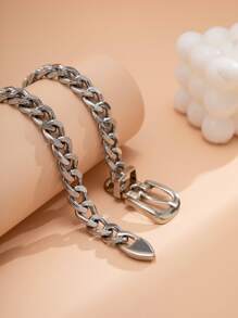 Collar de cadena minimalista - Plateado - Ver 5