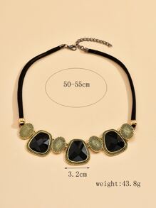 1 件時尚復古復古簡約幾何方形吊墜女式項鍊 - 彩色 - 查看 4