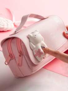 萌貓減壓筆袋大鉛筆盒便攜女生筆袋雙層書包卡哇伊文具筆袋 - 彩色 - 查看 1