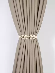 1pc Leaf Shaped Curtain Tieback, Gold Aluminum Alloy Curtain Buckle For Home Decor Gifts Birthday Graduation - Gold - View 1