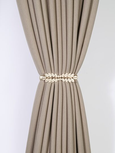 1pc Leaf Shaped Curtain Tieback, Gold Aluminum Alloy Curtain Buckle For Home Decor Gifts Birthday Graduation