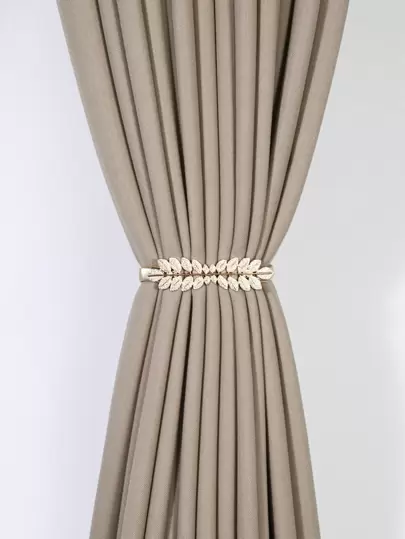 1pc Leaf Shaped Curtain Tieback, Gold Aluminum Alloy Curtain Buckle For Home Decor Gifts Birthday Graduation