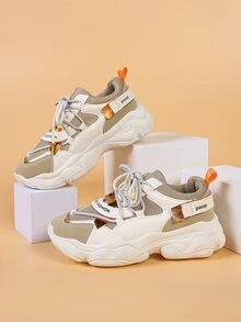 Zapatillas deportivas chunky con estampado de letra con cordón delantero - Multicolor - Ver 2