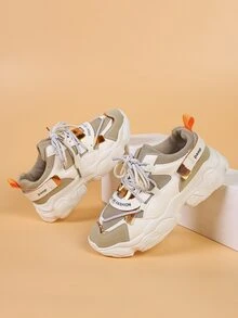Zapatillas deportivas chunky con estampado de letra con cordón delantero - Multicolor - Ver 5
