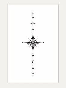 1pc Dazzling Galaxy & Herb Pattern Waterproof & Anti-sweat & Long Lasting & Non-reflective & Elegant & High-end & Minimalist Ins Style Temporary Tattoo Sticker