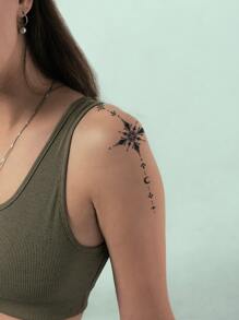 1pc Dazzling Galaxy & Herb Pattern Waterproof & Anti-sweat & Long Lasting & Non-reflective & Elegant & High-end & Minimalist Ins Style Temporary Tattoo Sticker