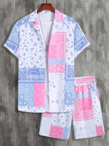 Manfinity RSRT Men Random Paisley Scarf Print Shirt & Shorts Without Tee