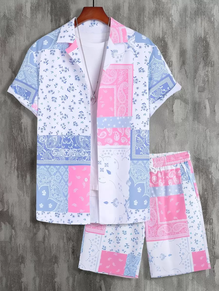 Manfinity RSRT Men Random Paisley Scarf Print Shirt & Shorts Without Tee