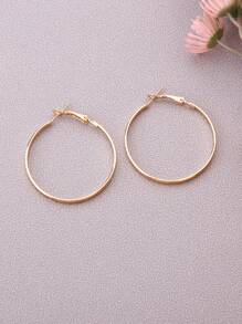 anting hoop minimalis - Yellow Gold - View 2