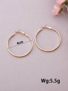 anting hoop minimalis - Yellow Gold - View 3