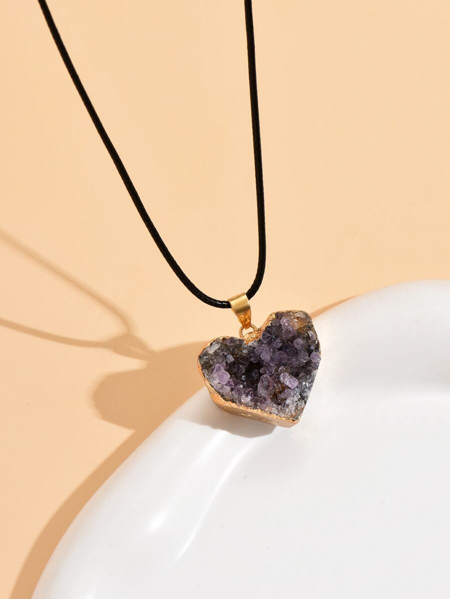 Heart Charm Necklace - Multicolor - View 1