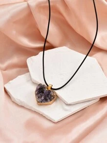 Heart Charm Necklace - Multicolor - View 2