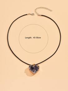 Heart Charm Necklace - Multicolor - View 3