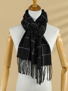 Khăn quàng cổ nữ Sọc ca rô Cổ điển Đường phố - màu đen - Xem 2