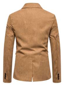 Calvornis Men Single Breasted Lapel Collar Blazer - Khaki - View 3