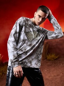 Game of Thrones X SHEIN Men Tie Dye Letter Graphic Tee - Multicolor - View 4