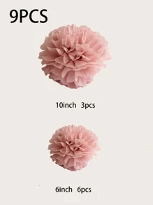 9pcs Tissue Paper Flower Ball,Baby Shower Birthday Party Decoration Paper Pom Pom,Handmade Hanging Paper Pom Pom Wedding Decoration - Baby Pink - View 4