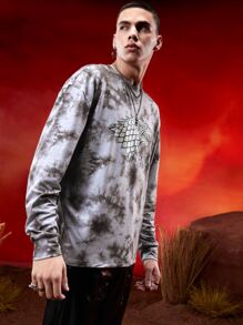 Game of Thrones X SHEIN Men Tie Dye Letter Graphic Tee - Multicolor - View 5