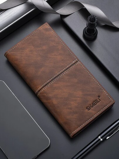 Cartera delgada con gráfico de letra para hombres, regalo para papá. Estilo retro de moda para trabajadores de cuello blanco para universidad, trabajo, negocios, viajes, oficina. Regalo para aniversario, San Valentín, cumpleaños, pareja, casual para hombres. Billetera, cartera larga