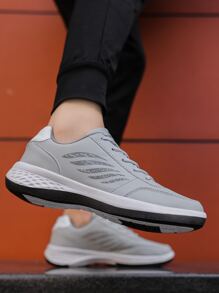 Nam Đồ họa Chữ cái Mặt trước thắt dây Giày thể thao , Chóp giầy tròn Giày Chạy bộ Đối với Hằng ngày - Xám - Xem 1