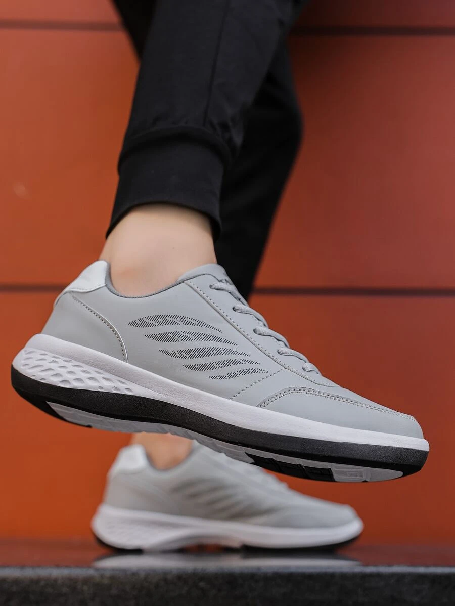 Nam Đồ họa Chữ cái Mặt trước thắt dây Giày thể thao , Chóp giầy tròn Giày Chạy bộ Đối với Hằng ngày - Xám - Xem 1