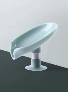 Caja de jabón en forma de hoja, soporte de jabón de drenaje, caja para baño, plato de jabón de ducha, placa de almacenamiento de esponja, bandeja de baño - Azul - Ver 2