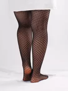 Solid Plus Size Fishnet Tights