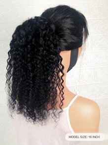 1pc Wrap Around Ponytail Jerry Curl 1B Natural Black Color 150% Density Remy Natural Black Color Human Hair Extension Daily Use Hair Extensions - Natural Black - View 4