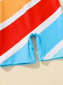 Toddler Boys Color Block Zip Front One Piece Swimsuit - Multicolor - View 4