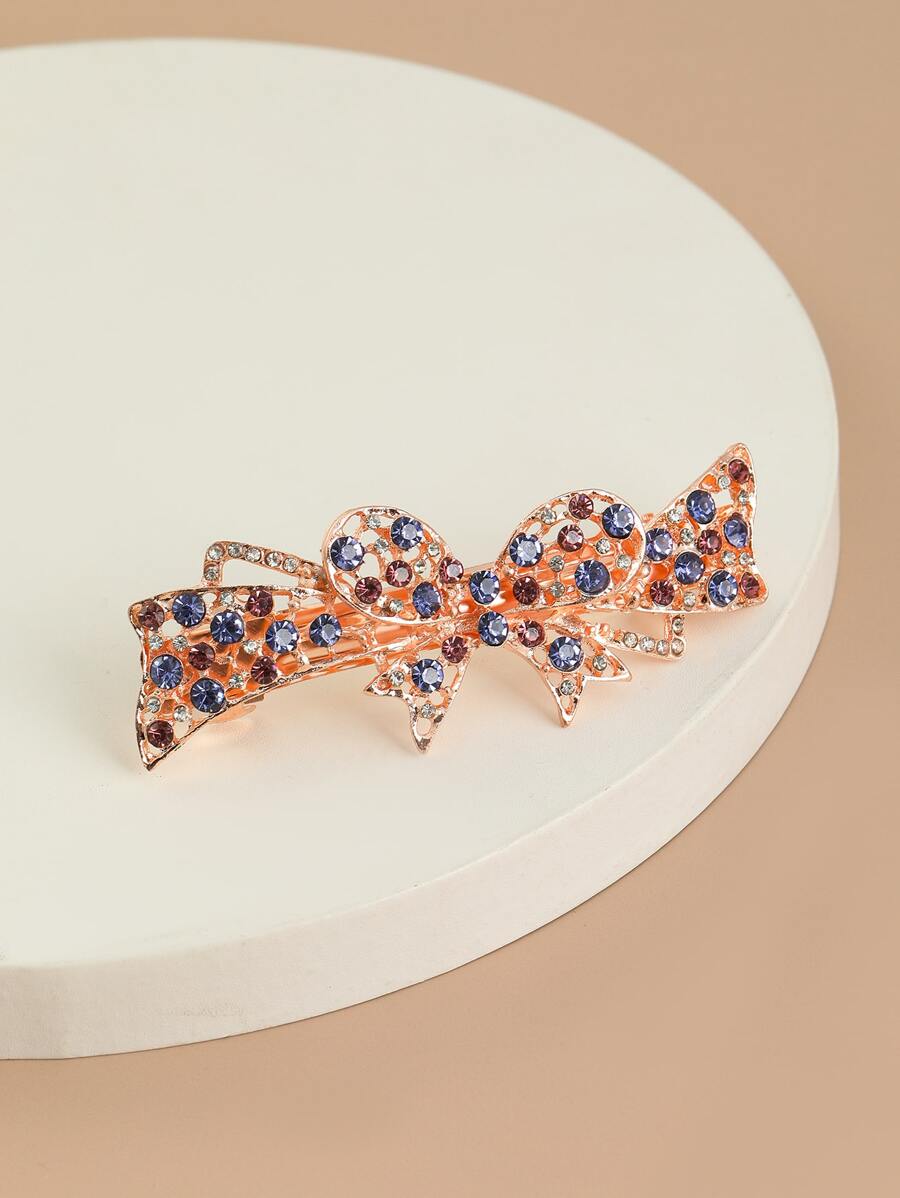 Rhinestone Bow Decor French Clip - Multicolor - View 1