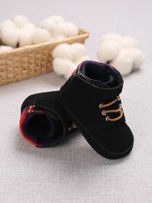 嬰兒魔術貼高幫運動鞋 - 黑色 - 查看 1