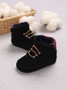 嬰兒魔術貼高幫運動鞋 - 黑色 - 查看 3