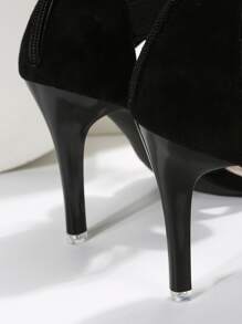 後拉鏈細跟踝帶涼鞋 - 黑色 - 查看 3