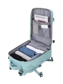 Mochila de viaje para mujer con compartimento para portátil de 14/15 pulgadas, puerto de carga USB incorporado, separación de compartimentos seco y húmedo, despacho aleatorio de versiones nuevas y antiguas - Celeste - Ver 5