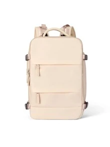 女士旅行背包，可容纳14/15英寸笔记本电脑，配有独立鞋隔层和USB充电接口，干湿分离。新旧版本随机发货。 - 米色 - 查看 7