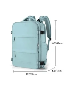 Mochila de viaje para mujer con compartimento para portátil de 14/15 pulgadas, puerto de carga USB incorporado, separación de compartimentos seco y húmedo, despacho aleatorio de versiones nuevas y antiguas - Celeste - Ver 9