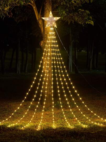 1pc 144LED 2.2m Icicle Fairy String Lights, Star Curtain Lights For Room Decor, Tree, Wedding, Outdoor Camping (Non-Waterproof), Holiday Decoration, Ramadan Decoration