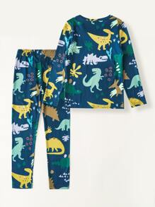 男孩恐龍印花T恤和褲子睡衣套裝