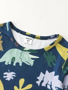 男孩恐龍印花T恤和褲子睡衣套裝