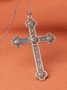 Collar con accesorio cruzado - Plata antigua - Ver 2