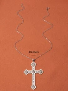 Collar con accesorio cruzado - Plata antigua - Ver 3