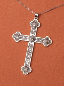 Collar con accesorio cruzado - Plata antigua - Ver 4