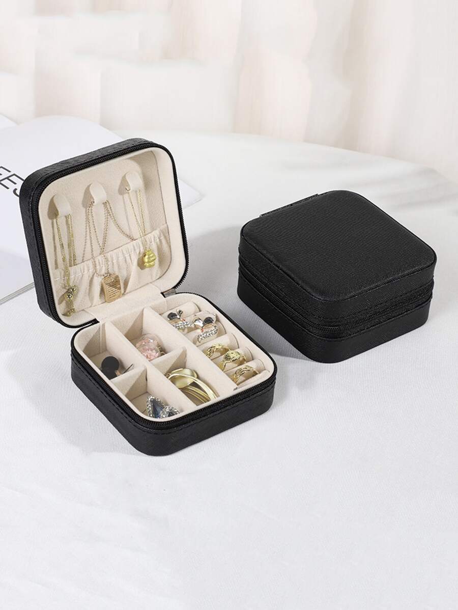 Hộp lưu trữ bông tai du lịch di động, Hộp đựng nhẫn mini, Hộp đựng vòng cổ - màu đen - Xem 1