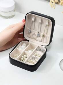 Hộp lưu trữ bông tai du lịch di động, Hộp đựng nhẫn mini, Hộp đựng vòng cổ - màu đen - Xem 2