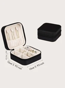 Hộp lưu trữ bông tai du lịch di động, Hộp đựng nhẫn mini, Hộp đựng vòng cổ - màu đen - Xem 3